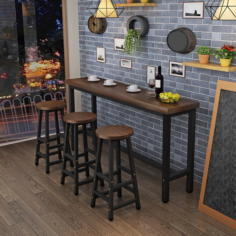 Modern Solid Wood Bar Dining Table Rectangle Bar Table in Brown