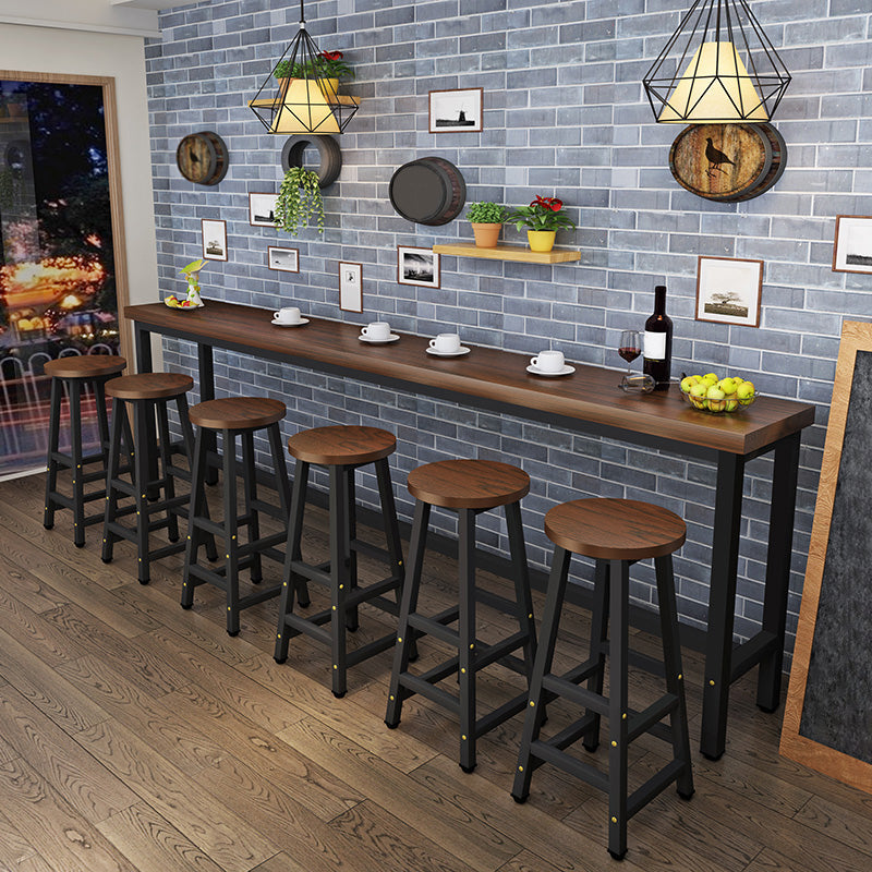 Modern Solid Wood Bar Dining Table Rectangle Bar Table in Brown