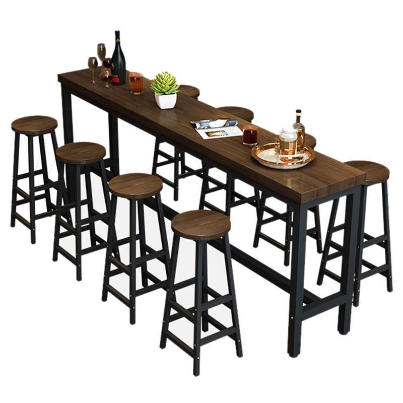 Modern Solid Wood Bar Dining Table Rectangle Bar Table in Brown