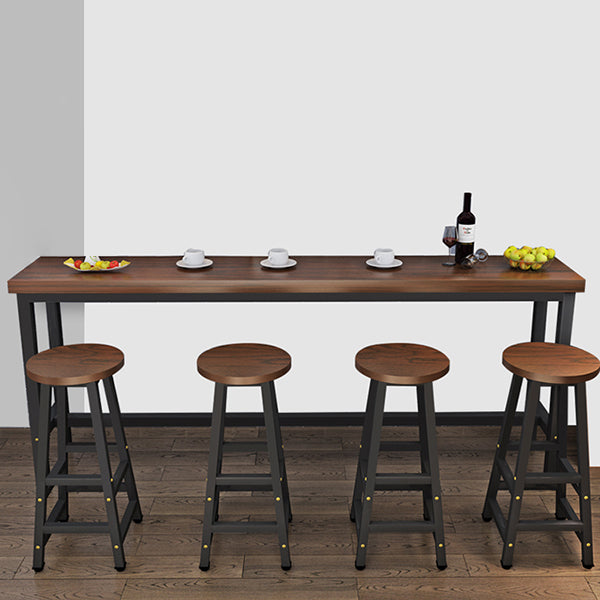 Modern Solid Wood Bar Dining Table Rectangle Bar Table in Brown
