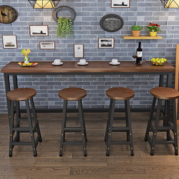 Modern Solid Wood Bar Dining Table Rectangle Bar Table in Brown