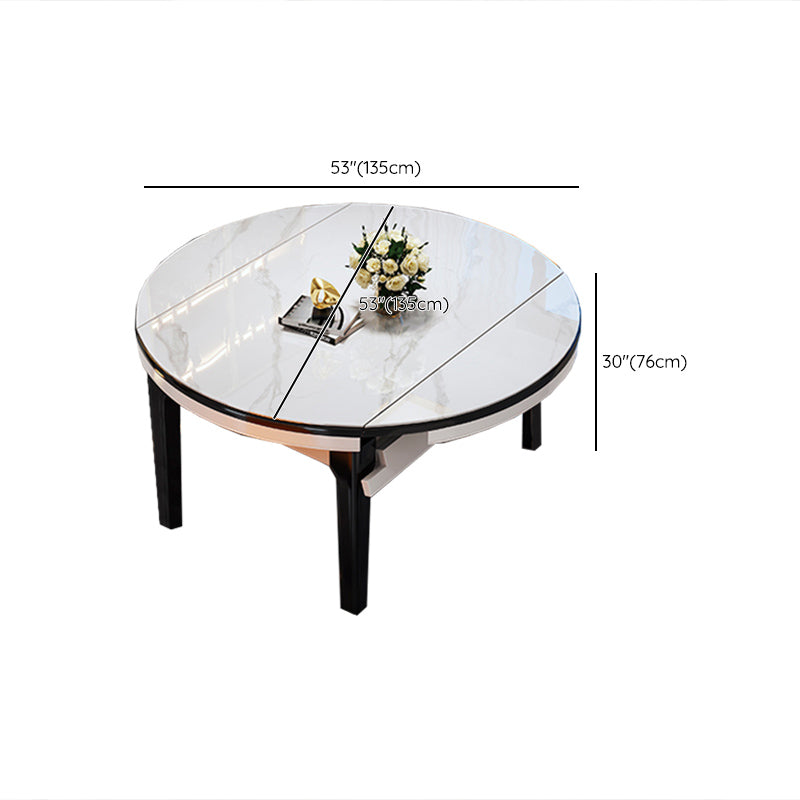 Glossy White Dinette Table with Wooden Legs Contemporary Foldable Dining Table for Home