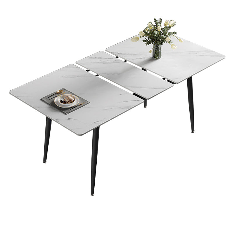 Modern Simple Dining Table Sintered Stone Dinner Table with Metal Legs