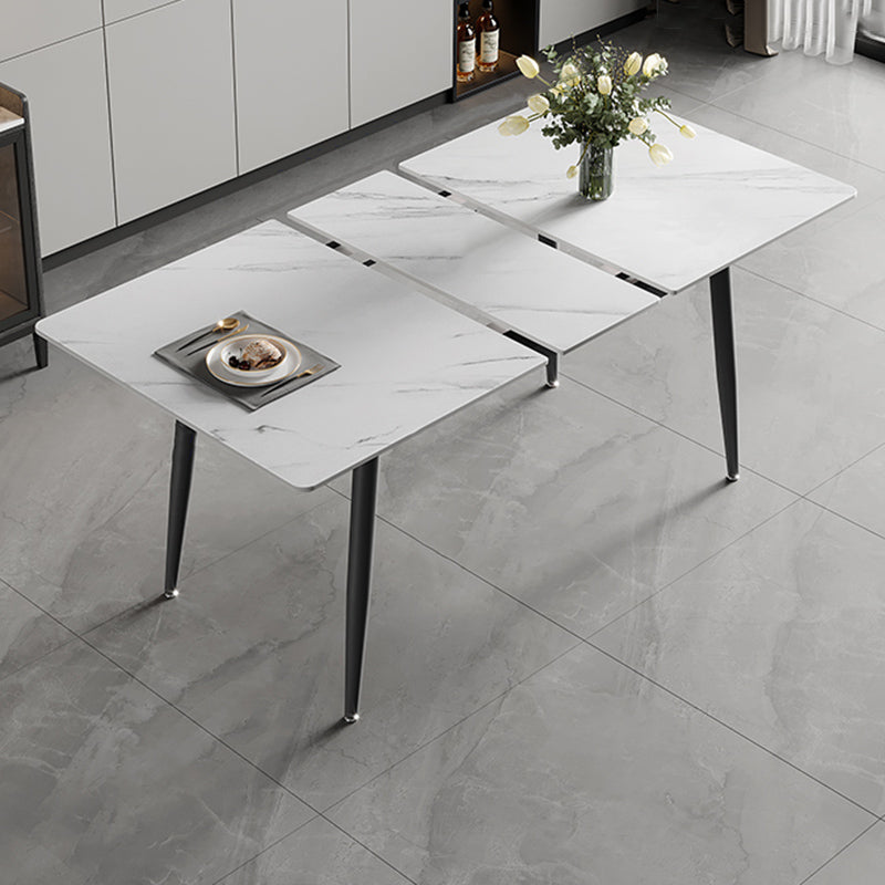 Modern Simple Dining Table Sintered Stone Dinner Table with Metal Legs
