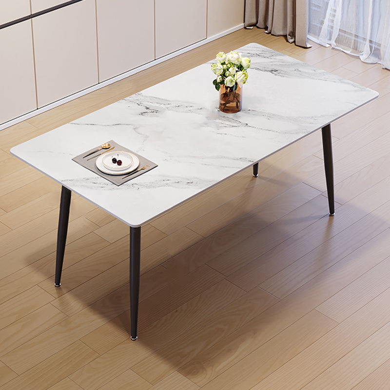 Modern Simple Dining Table Sintered Stone Dinner Table with Metal Legs