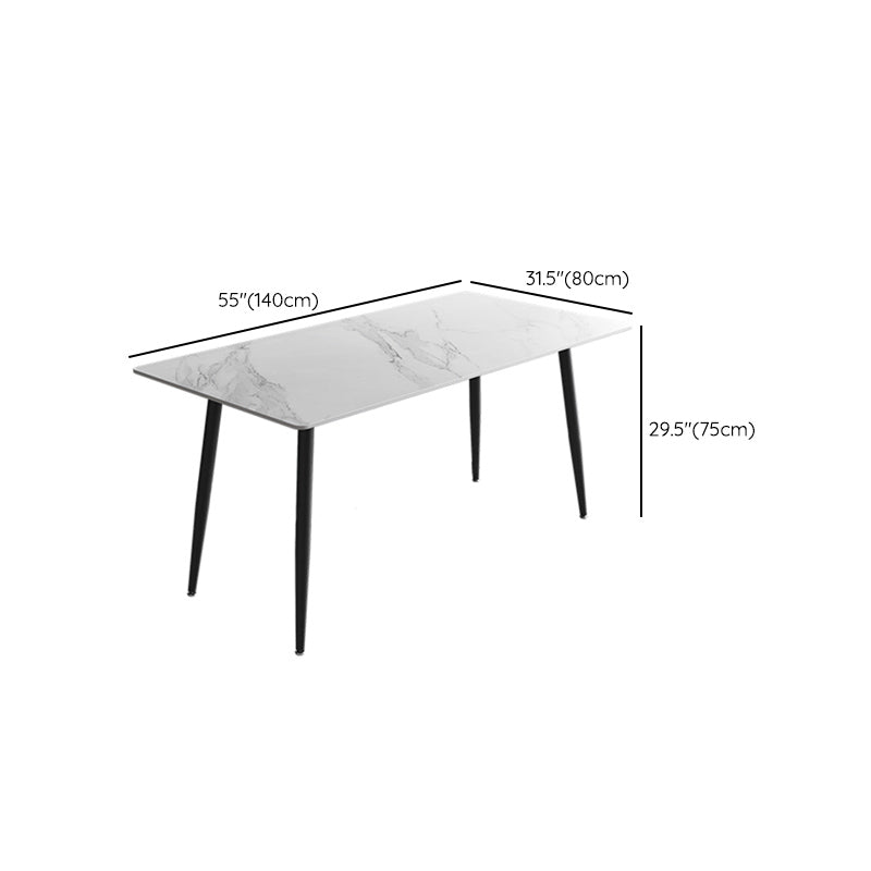 Modern Simple Dining Table Sintered Stone Dinner Table with Metal Legs