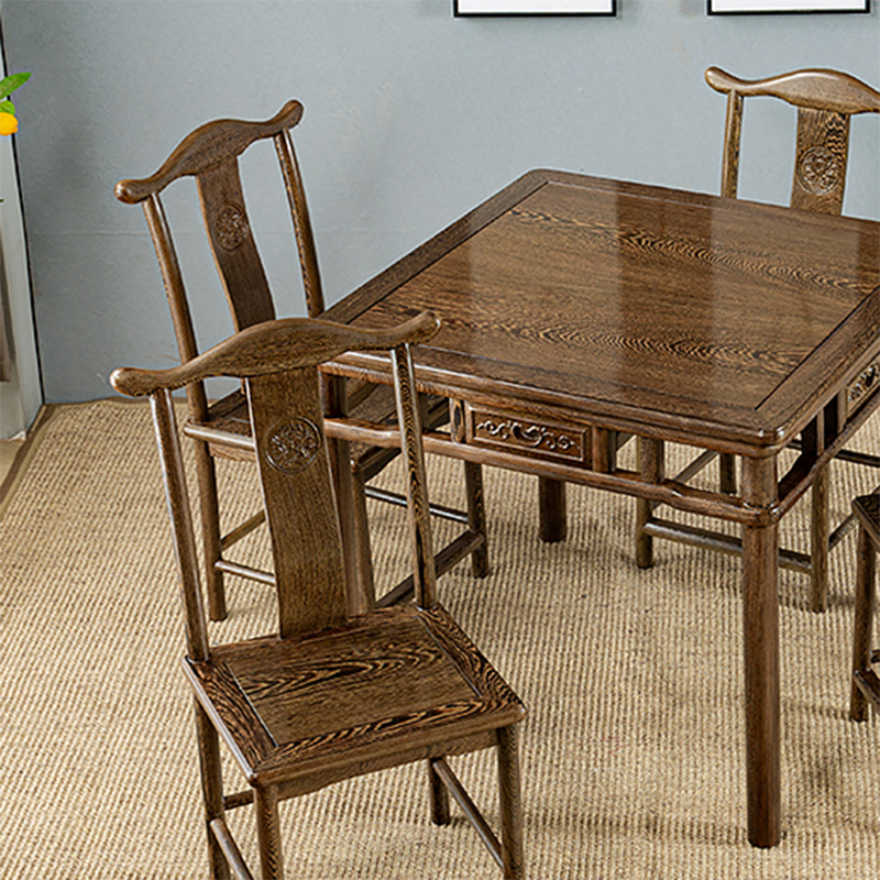 Modern Simple Dining Table Square Dinner Table with Solid Wood Legs