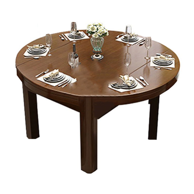 Brown Solid Wood Dining Table for Home Modern Foldable Dinette Table