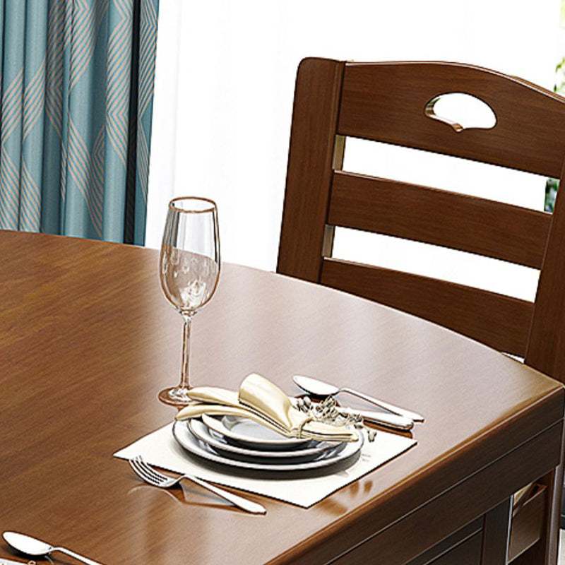 Brown Solid Wood Dining Table for Home Modern Foldable Dinette Table