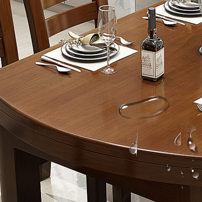 Brown Solid Wood Dining Table for Home Modern Foldable Dinette Table