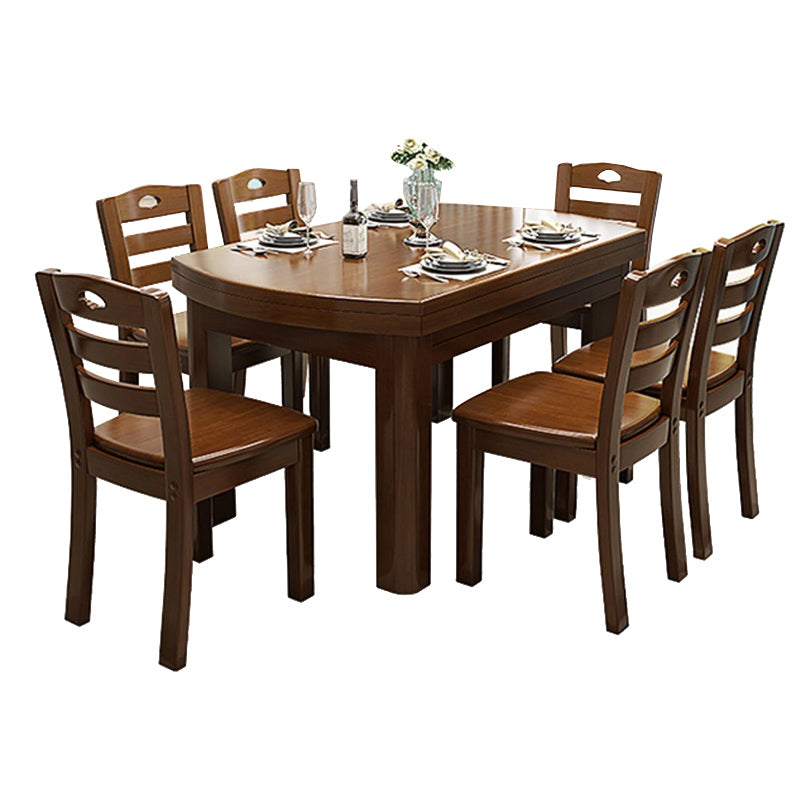 Brown Solid Wood Dining Table for Home Modern Foldable Dinette Table