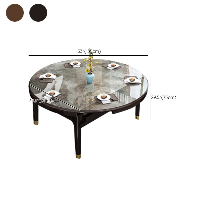 Modern Simple Dining Table Sintered Stone Dinner Table with Wood Legs