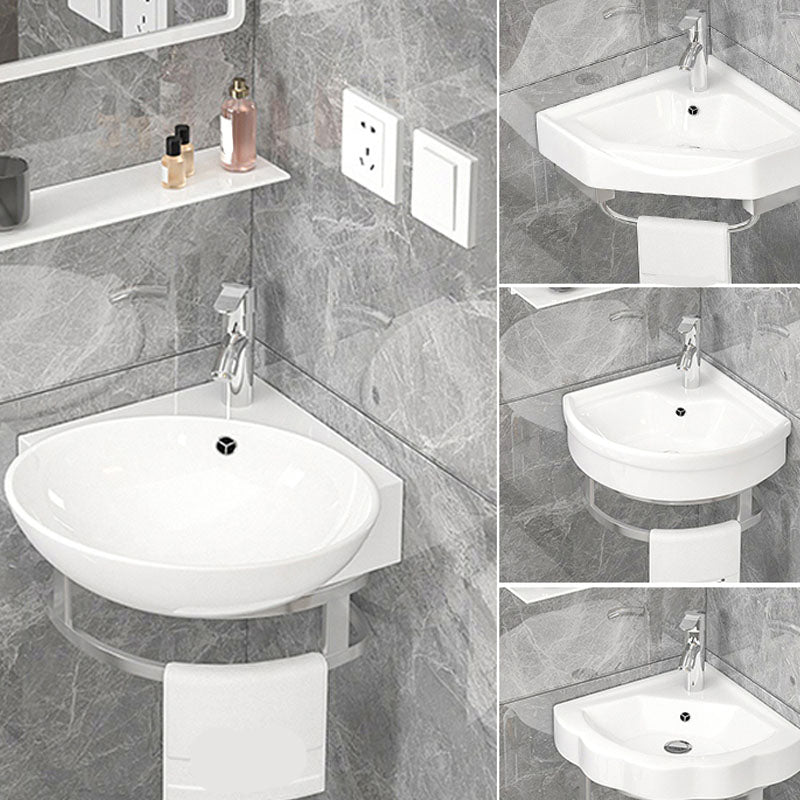 Bathroom Sink White Ceramic Wall-mounted Mirror Faucet Anti-spill Sink
