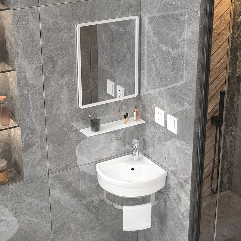 Bathroom Sink White Ceramic Wall-mounted Mirror Faucet Anti-spill Sink