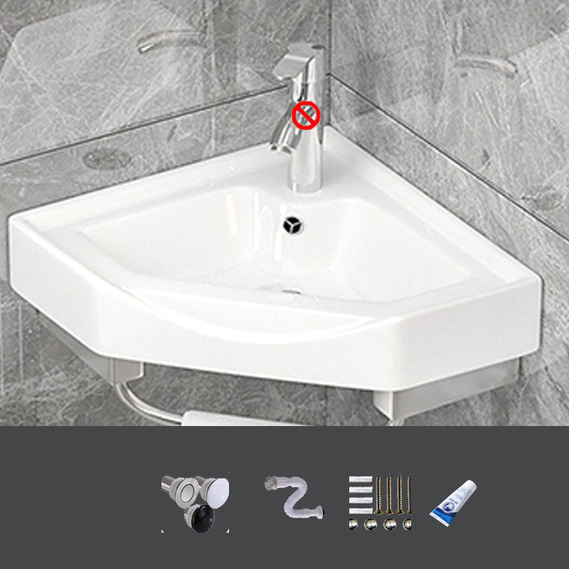 Bathroom Sink White Ceramic Wall-mounted Mirror Faucet Anti-spill Sink