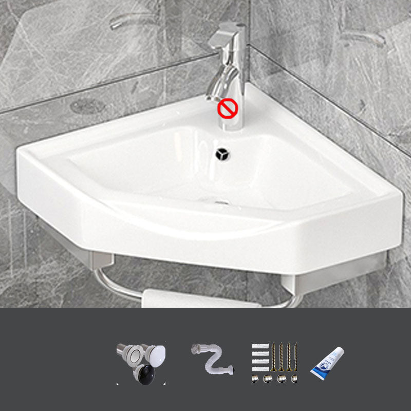 Bathroom Sink White Ceramic Wall-mounted Mirror Faucet Anti-spill Sink