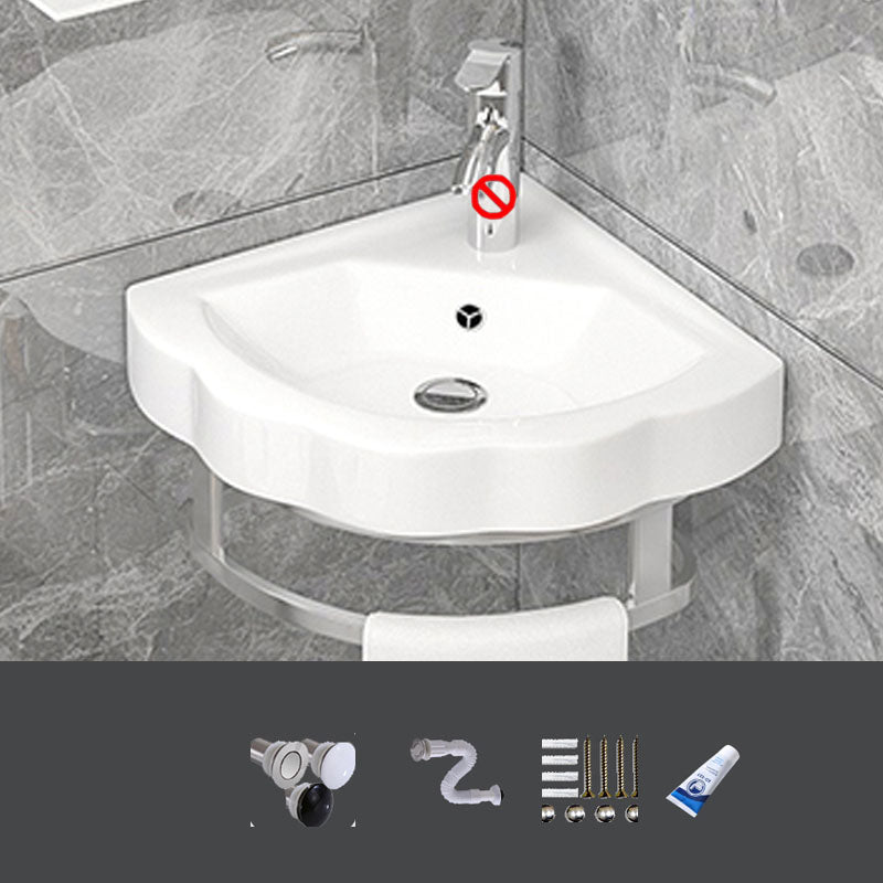 Bathroom Sink White Ceramic Wall-mounted Mirror Faucet Anti-spill Sink