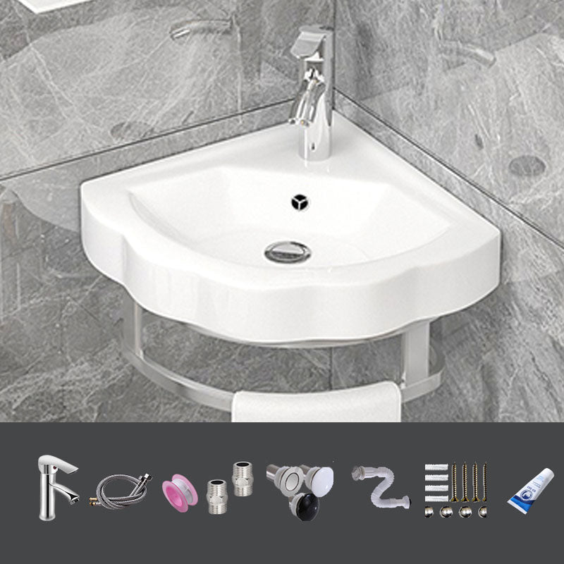 Bathroom Sink White Ceramic Wall-mounted Mirror Faucet Anti-spill Sink