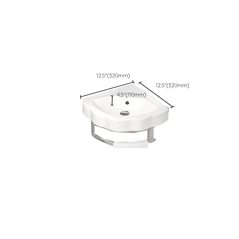 Bathroom Sink White Ceramic Wall-mounted Mirror Faucet Anti-spill Sink