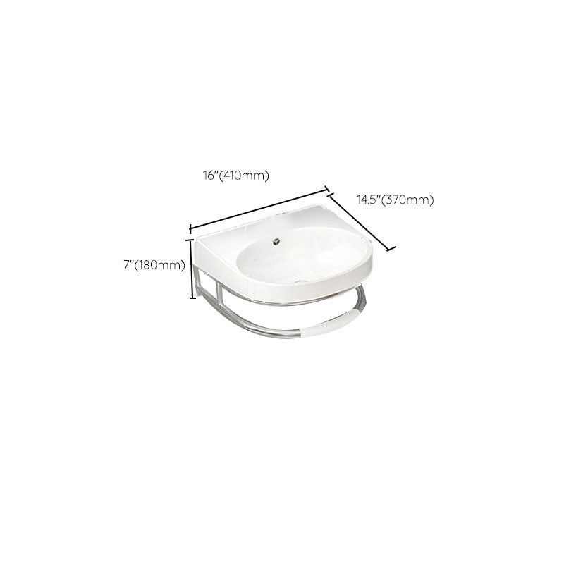 Bathroom Sink White Ceramic Wall-mounted Mirror Faucet Anti-spill Sink