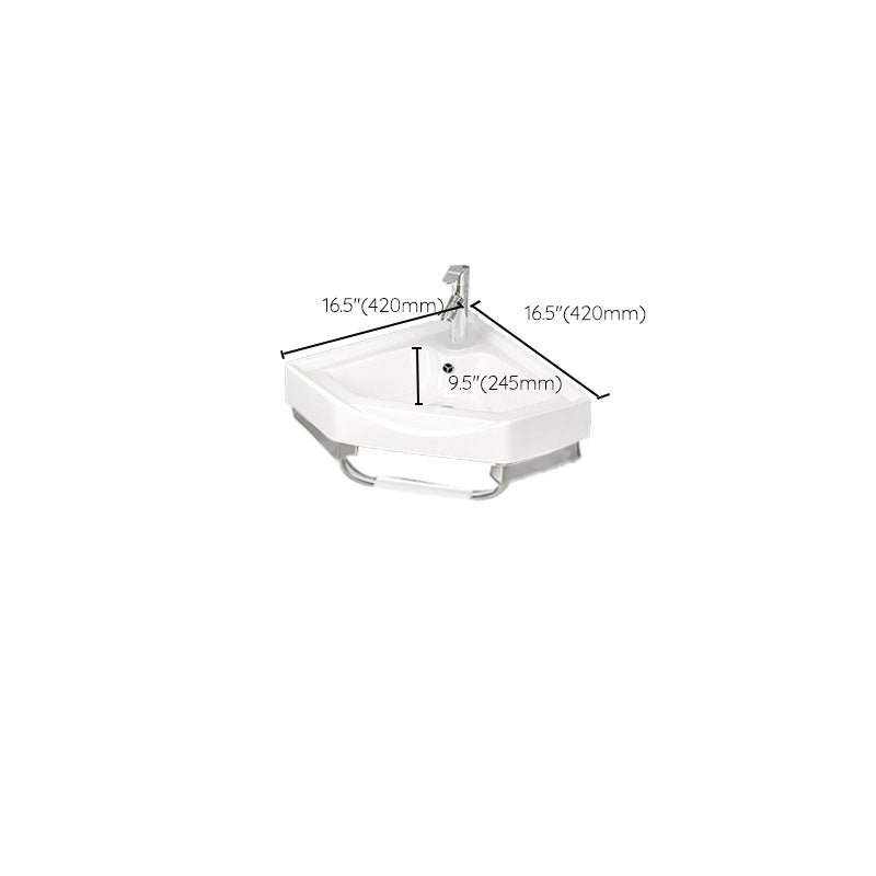 Bathroom Sink White Ceramic Wall-mounted Mirror Faucet Anti-spill Sink