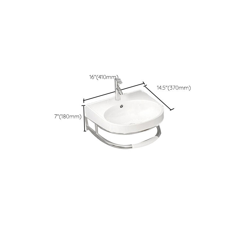 Bathroom Sink White Ceramic Wall-mounted Mirror Faucet Anti-spill Sink
