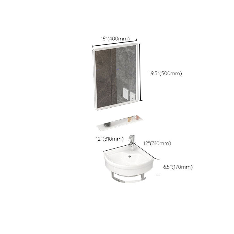 Bathroom Sink White Ceramic Wall-mounted Mirror Faucet Anti-spill Sink