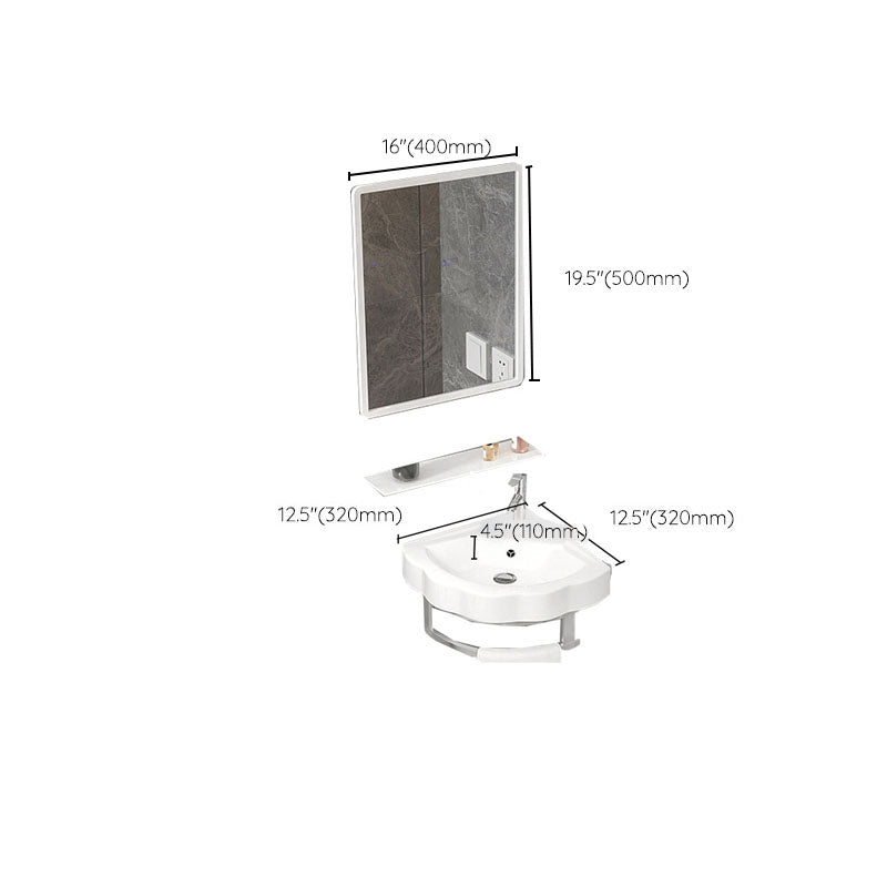 Bathroom Sink White Ceramic Wall-mounted Mirror Faucet Anti-spill Sink