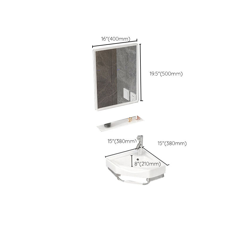 Bathroom Sink White Ceramic Wall-mounted Mirror Faucet Anti-spill Sink