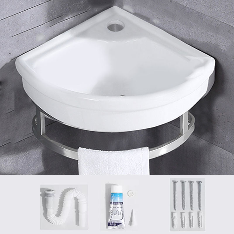 Contemporary Bathroom Sink with Pop-Up Drain Resin Specialty Wall Mount Bathroom Sink