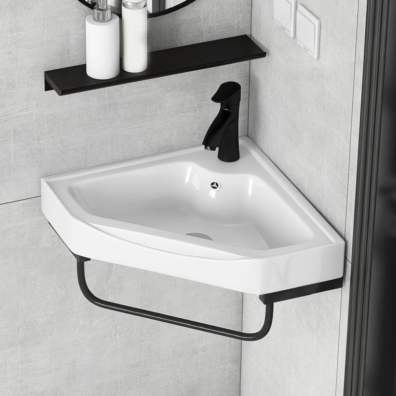 Contemporary Bathroom Sink with Pop-Up Drain Resin Specialty Wall Mount Bathroom Sink
