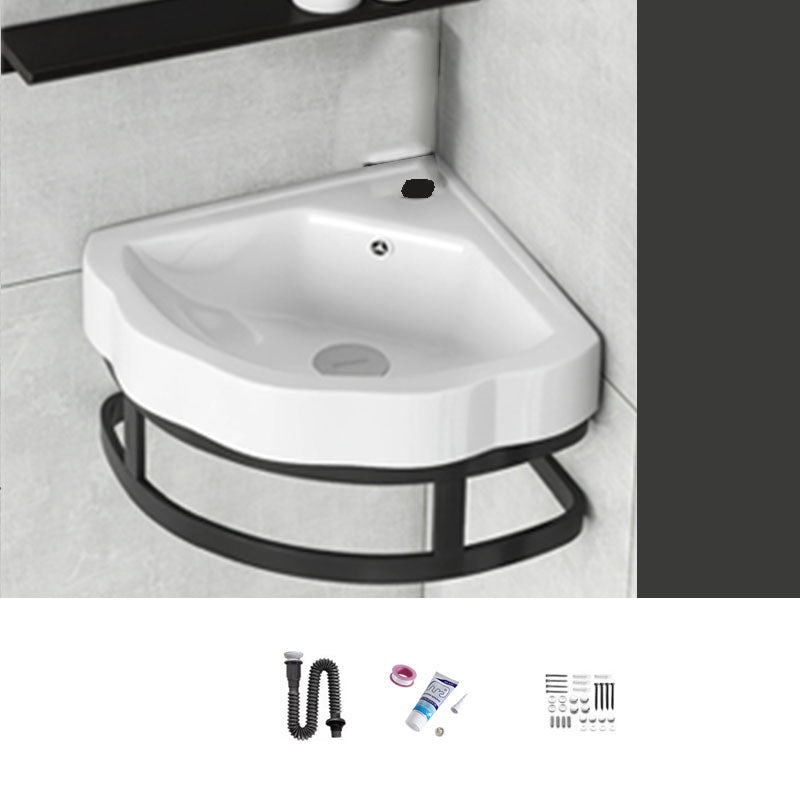 Contemporary Bathroom Sink with Pop-Up Drain Resin Specialty Wall Mount Bathroom Sink