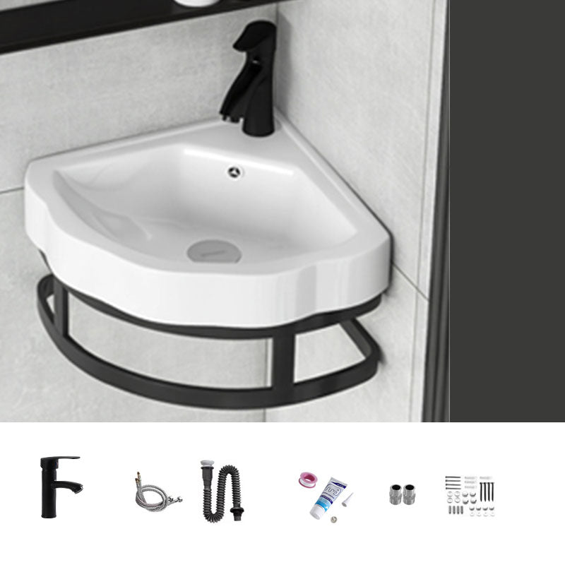 Contemporary Bathroom Sink with Pop-Up Drain Resin Specialty Wall Mount Bathroom Sink