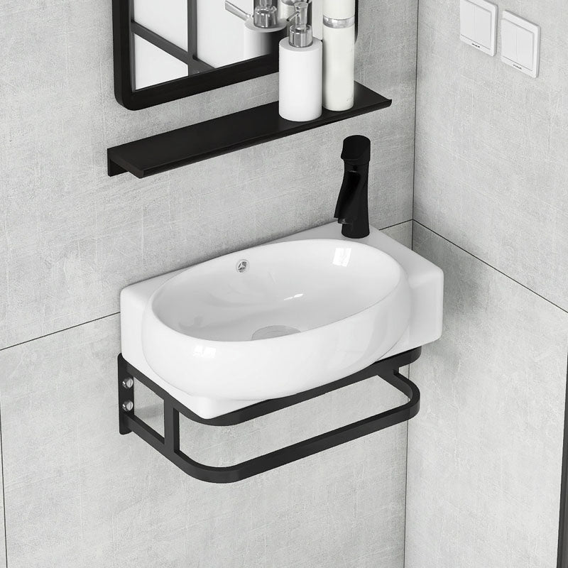 Contemporary Bathroom Sink with Pop-Up Drain Resin Specialty Wall Mount Bathroom Sink