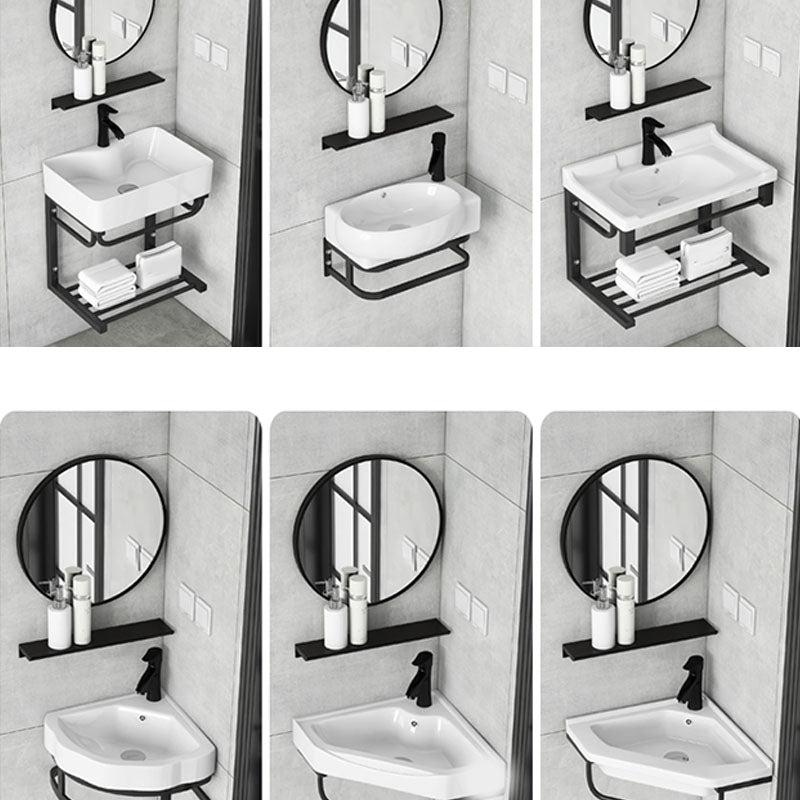 Contemporary Bathroom Sink with Pop-Up Drain Resin Specialty Wall Mount Bathroom Sink