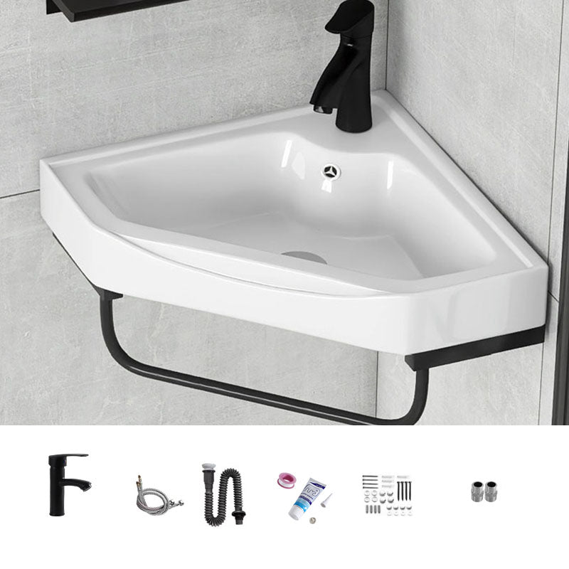 Contemporary Bathroom Sink with Pop-Up Drain Resin Specialty Wall Mount Bathroom Sink