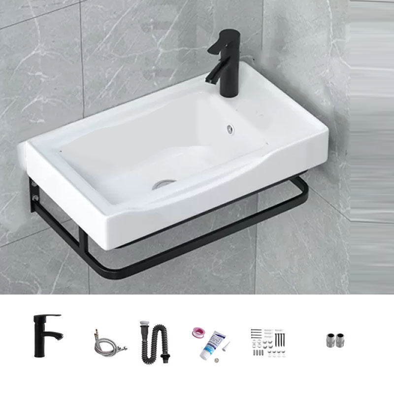 Contemporary Bathroom Sink with Pop-Up Drain Resin Specialty Wall Mount Bathroom Sink