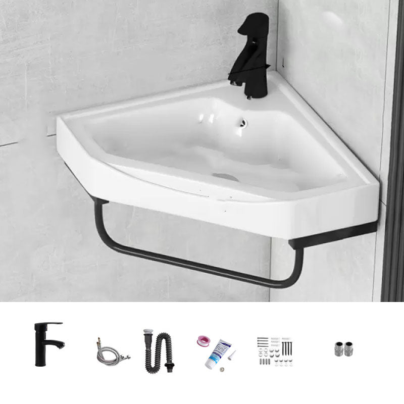 Contemporary Bathroom Sink with Pop-Up Drain Resin Specialty Wall Mount Bathroom Sink