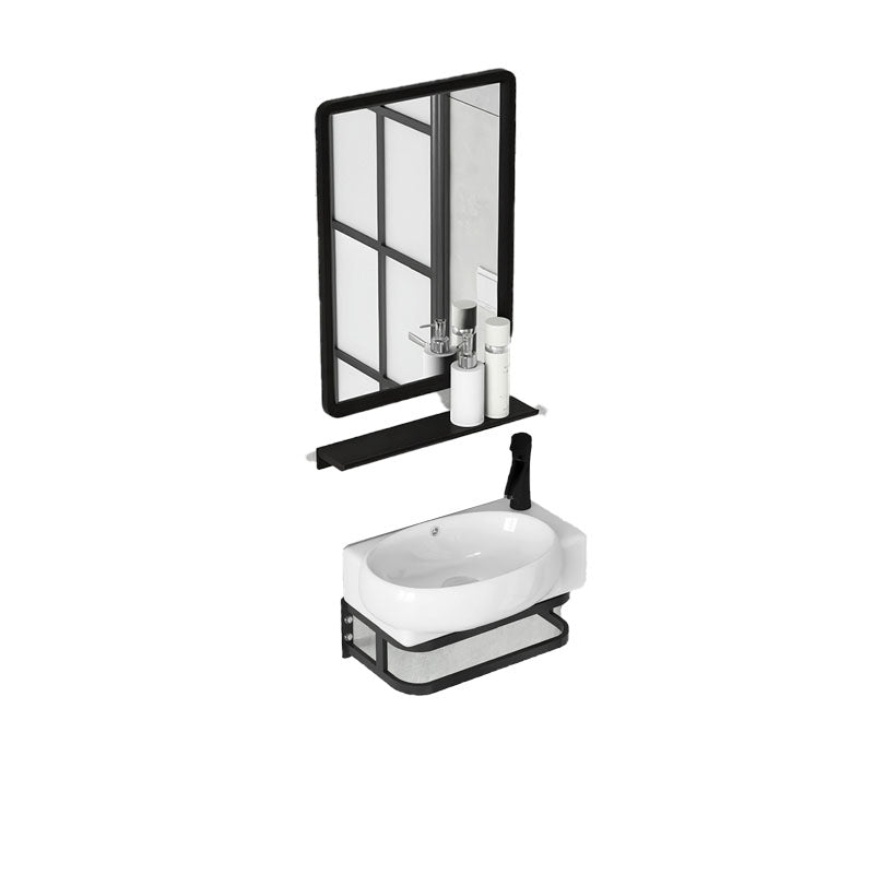 Contemporary Bathroom Sink with Pop-Up Drain Resin Specialty Wall Mount Bathroom Sink