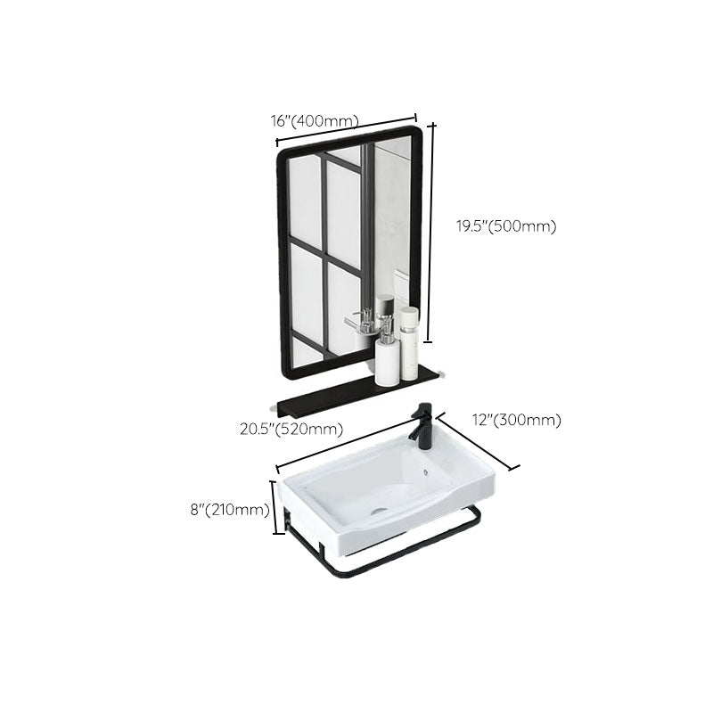 Contemporary Bathroom Sink with Pop-Up Drain Resin Specialty Wall Mount Bathroom Sink