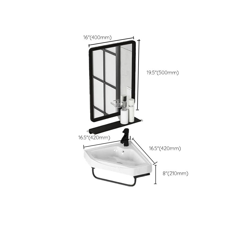 Contemporary Bathroom Sink with Pop-Up Drain Resin Specialty Wall Mount Bathroom Sink
