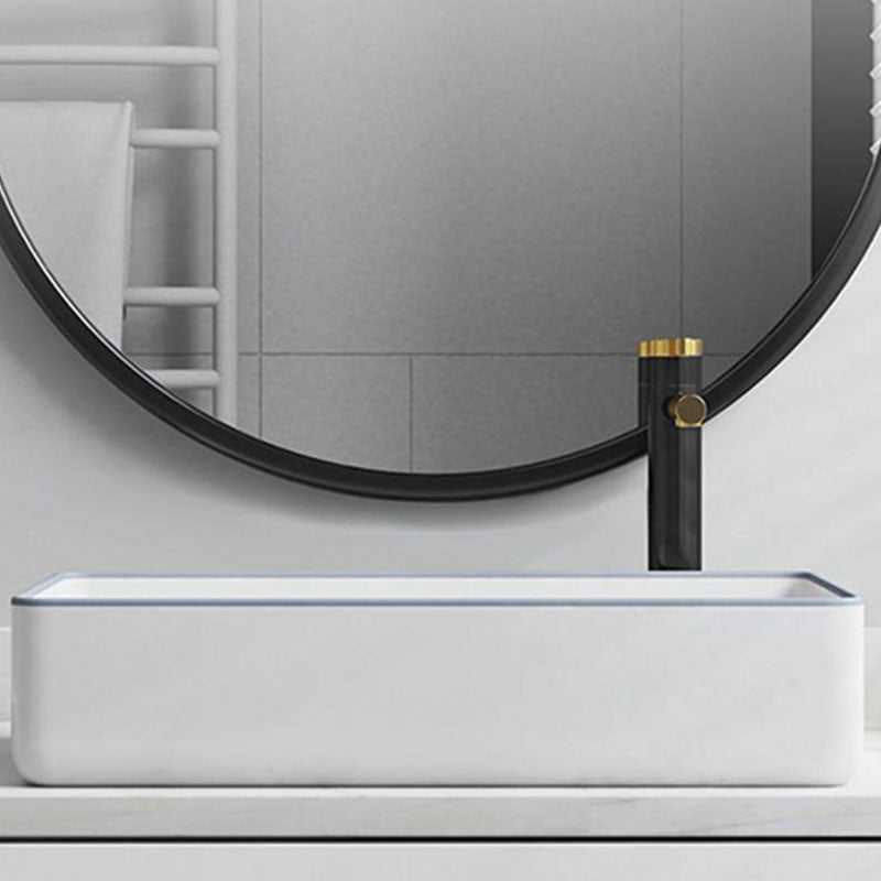 Bathroom Sink Ceramic Rectangular Faucet Single Rod Handle Sink