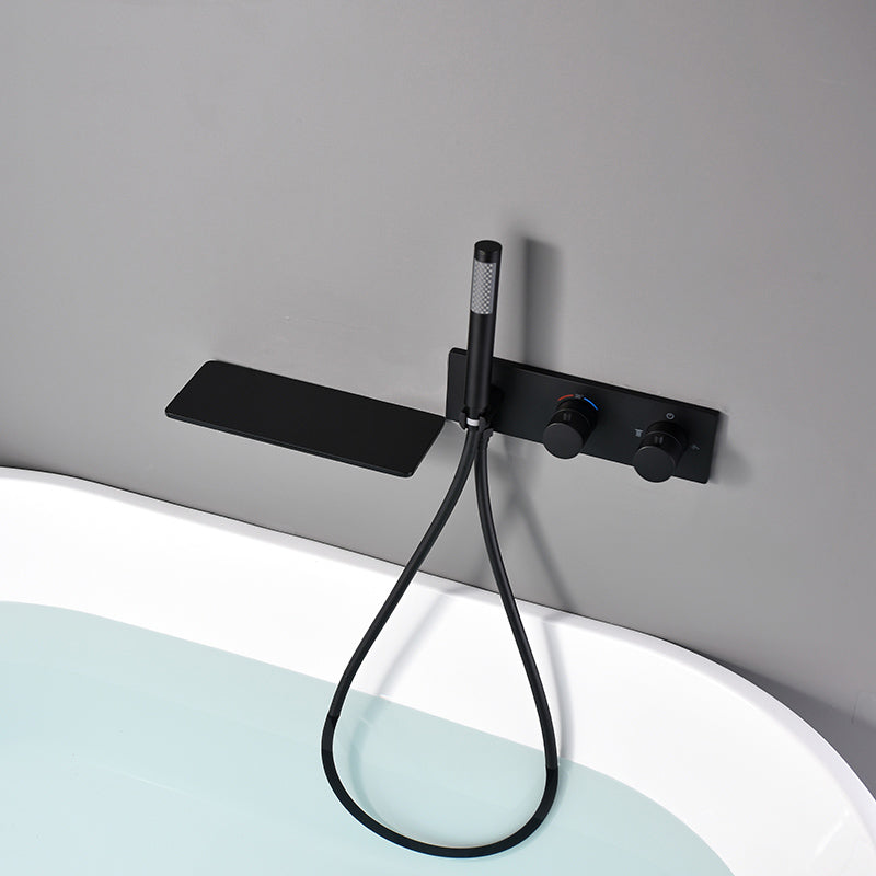 Modern Bath Faucet Solid Color Wall Mounted Waterfall Bathroom Faucet with Double Handle