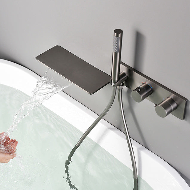 Modern Bath Faucet Solid Color Wall Mounted Waterfall Bathroom Faucet with Double Handle