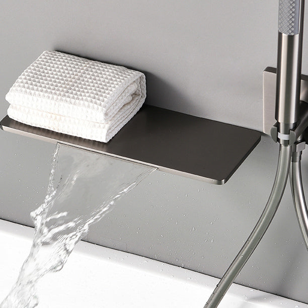 Modern Bath Faucet Solid Color Wall Mounted Waterfall Bathroom Faucet with Double Handle