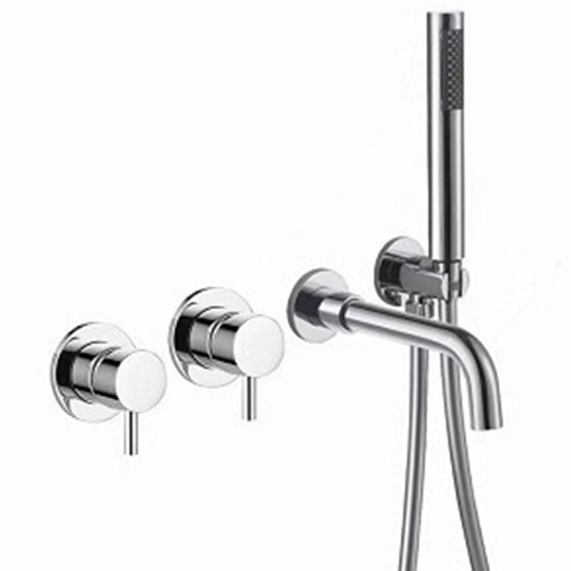 Modern Wall Mounted Faucet Solid Color Bathroom Faucet with Double Handle