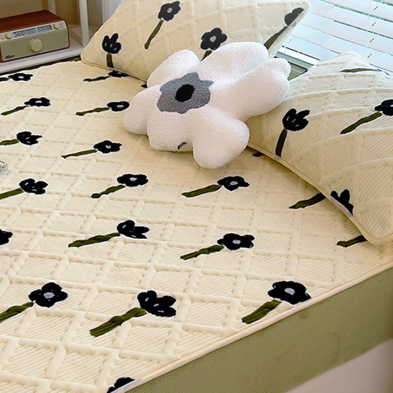 Fashionable Fitted Sheet Floral Pattern Non-Pilling Fade Resistant Flannel Fitted Sheet