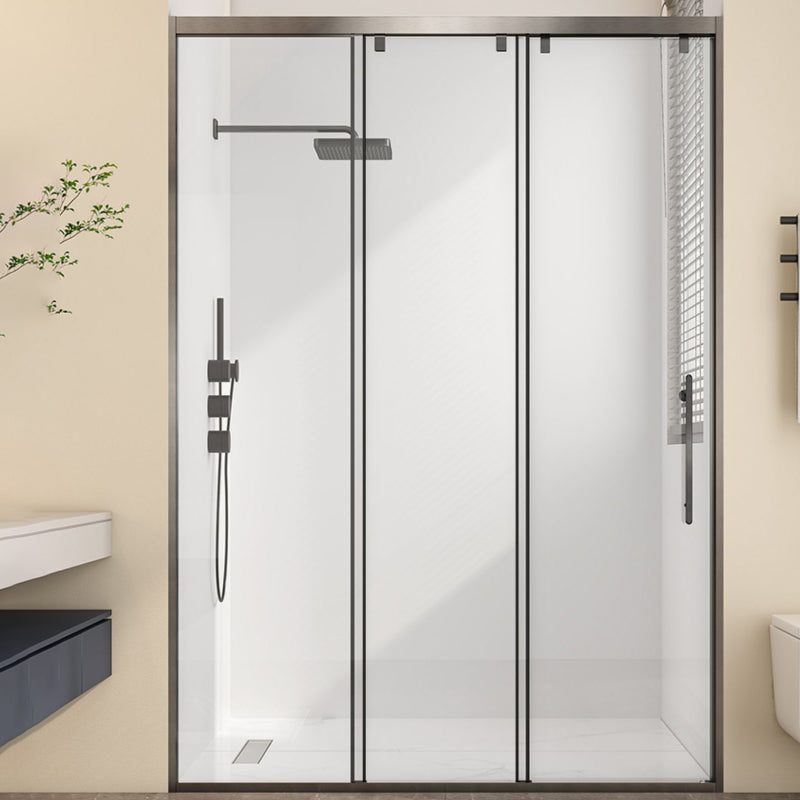 Single Sliding Frame Shower Bath Door Black Clear Shower Doors