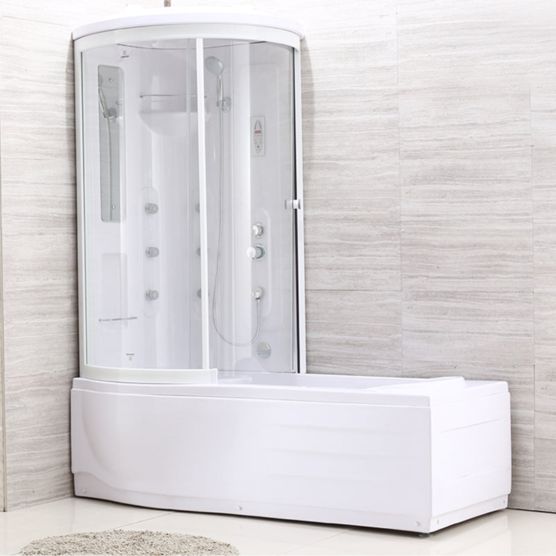 White Round Tub & Shower Kit Clear Tempered Glass Tub & Shower Kit