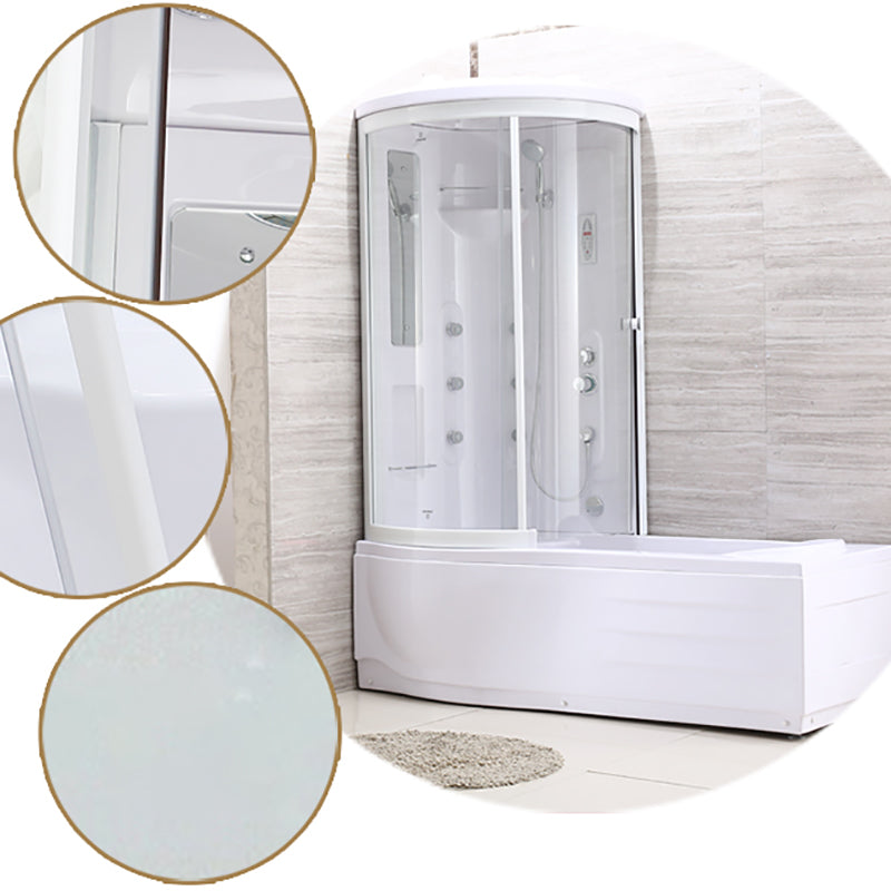 White Round Tub & Shower Kit Clear Tempered Glass Tub & Shower Kit